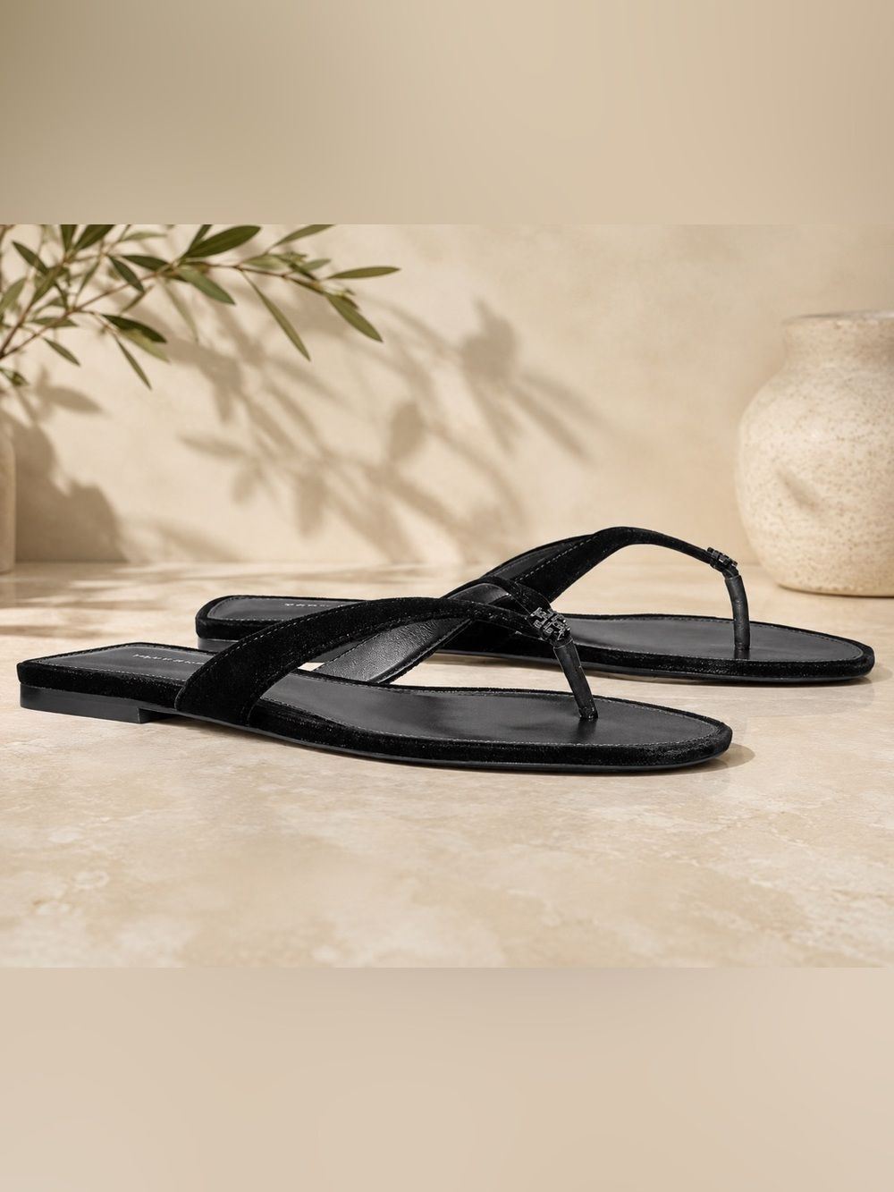 Tory Burch Black Classic Pave Flip Flop Sandals Size 10